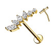 Piercing Labbro con Ramo di Cristalli-Push in 1,2 mm