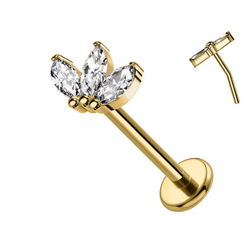 Piercing Labbro in Titanio con Fiore a Tre Petali-Push in 1,2 mm