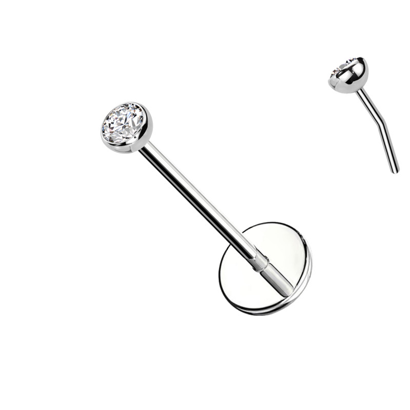 Labret in Titanio con Cristallo – Push In