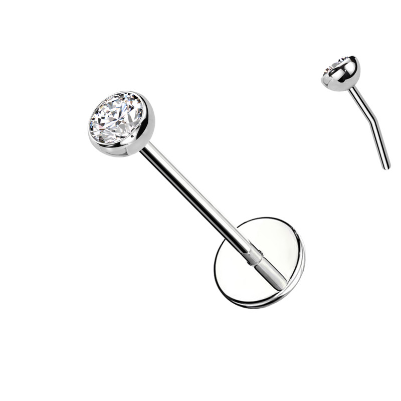 Labret in Titanio con Cristallo – Push In