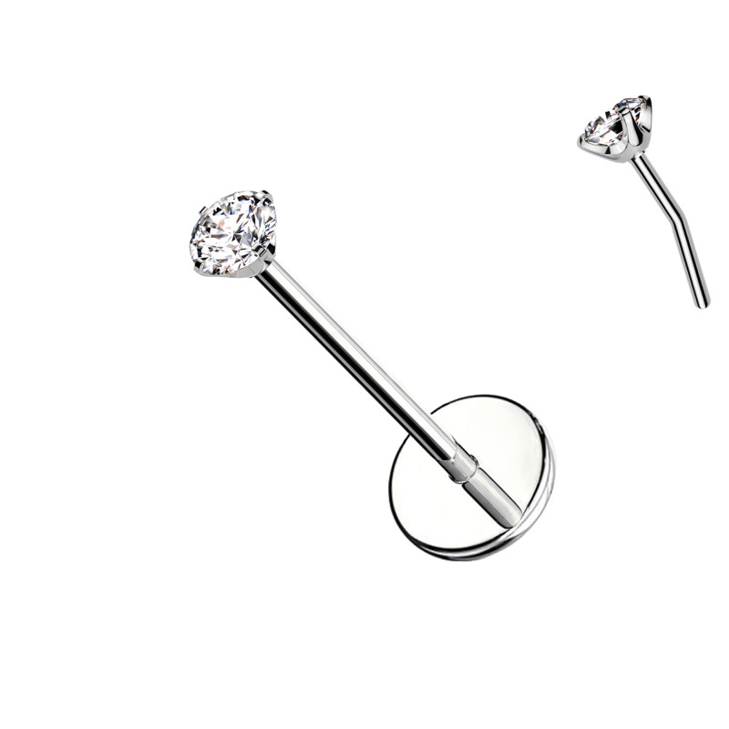 Labret in Titanio con Cristallo – Push In