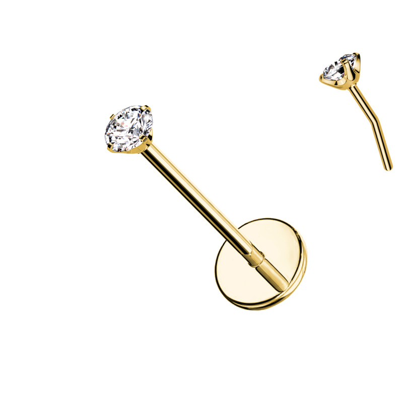 Labret in Titanio con Cristallo – Push In