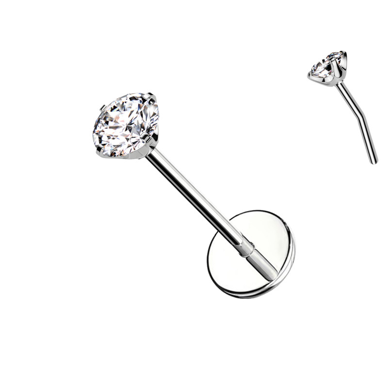 Labret in Titanio con Cristallo – Push In