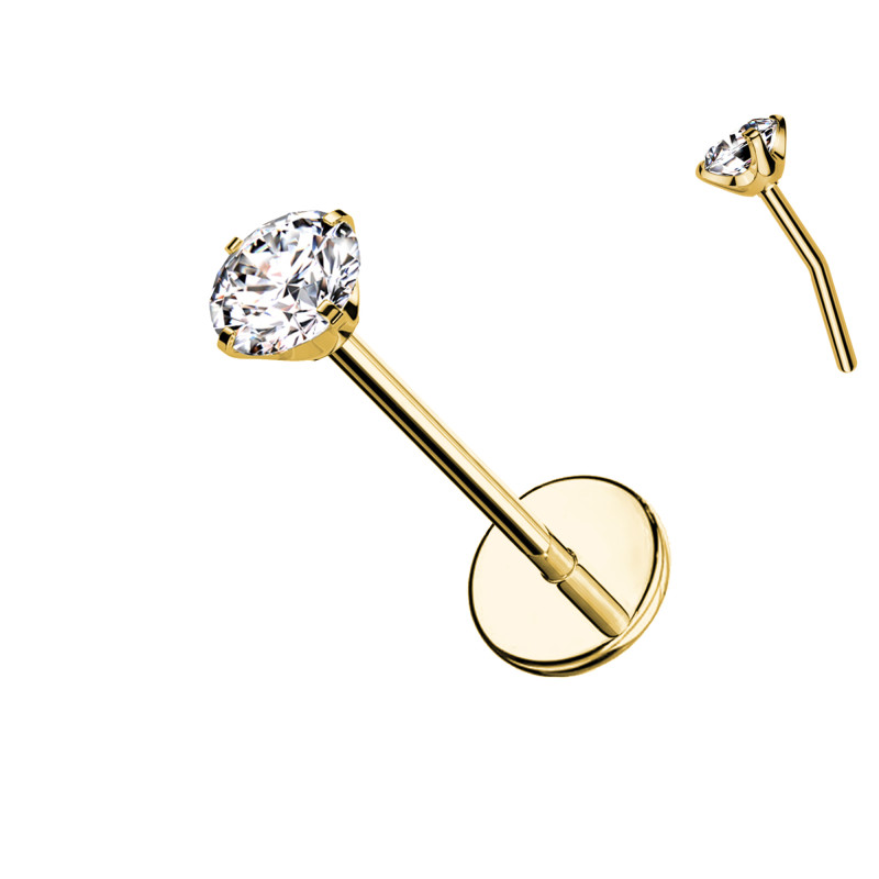 Labret in Titanio con Cristallo – Push In