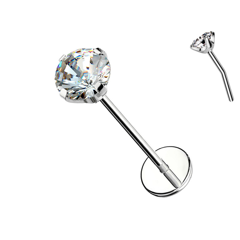 Labret in Titanio con Cristallo a Griffe-Push in 0,8 mm