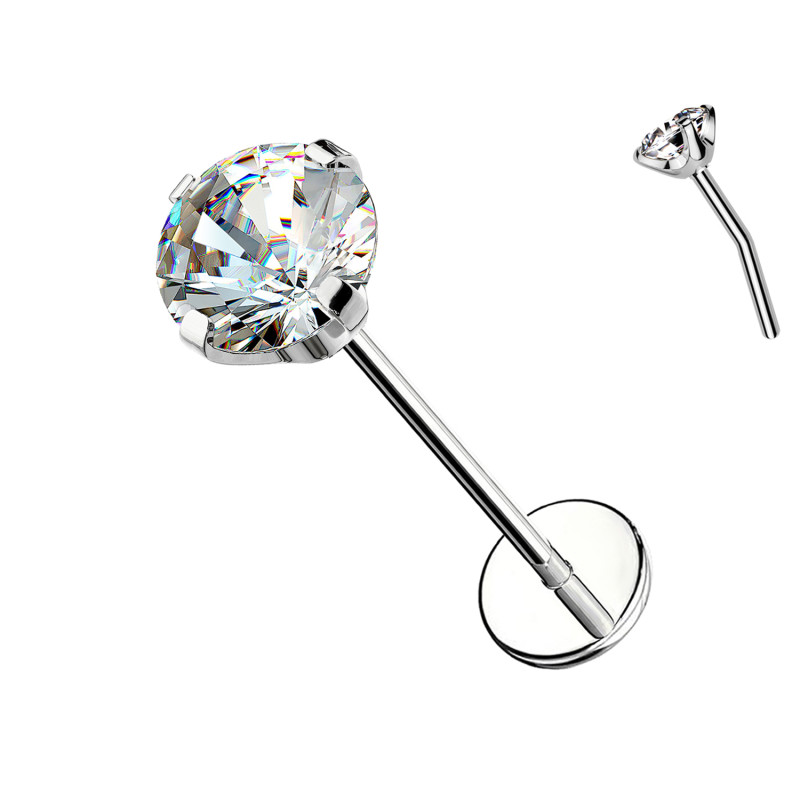 Labret in Titanio con Cristallo a Griffe-Push in 0,8 mm