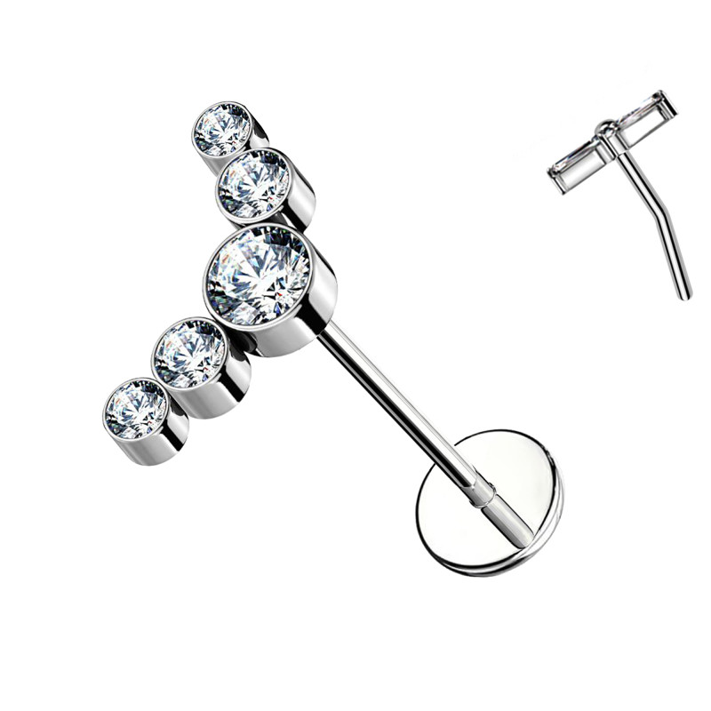 Cartilage Studs - 5 Crystals-Push In