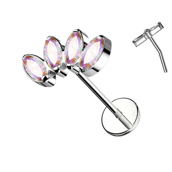 Piercing Labret in Titanio con quattro Cristalli -Push-in