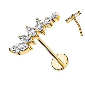 Piercing Labbro con Ramo di Cristalli-Push in 0,8 mm