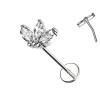 Titanium Lip Piercing with Three Petal Flower - Push in