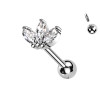 Piercing Labret con Cristalli a Forma di Foglia
