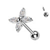 Labret Piercing with Flower Shaped Crystals