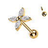 Labret Piercing with Flower Shaped Crystals