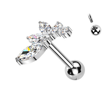 Piercing Labret con Cristalli a Forma di Libellula