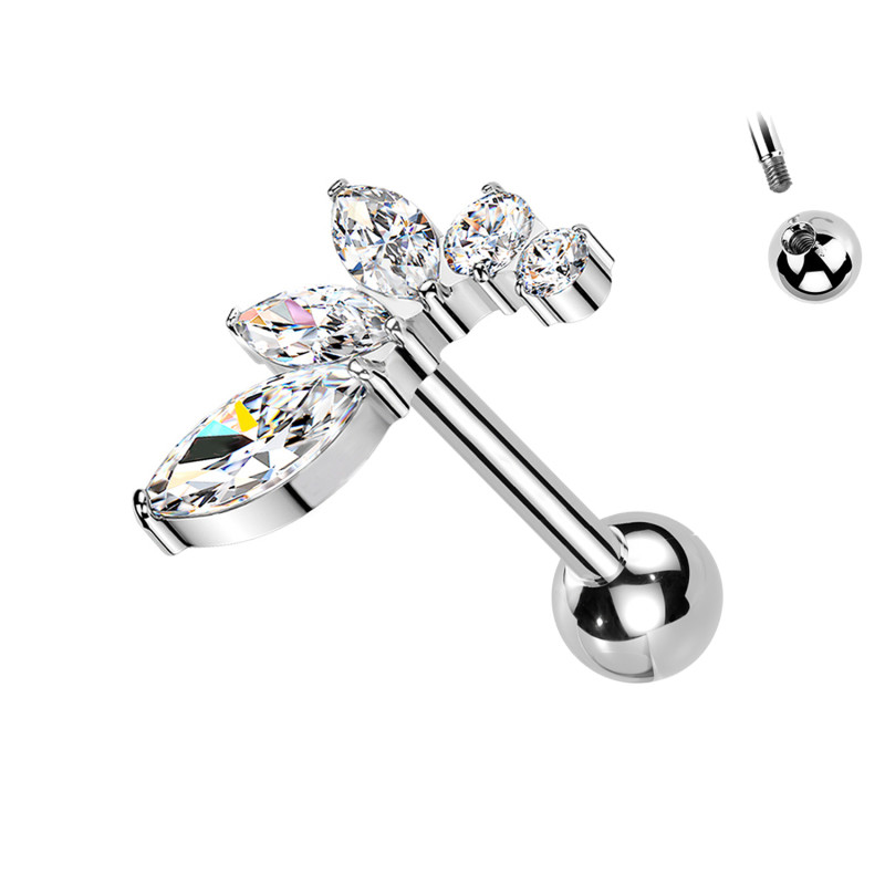 Piercing Labret con Cristalli a Forma di Libellula