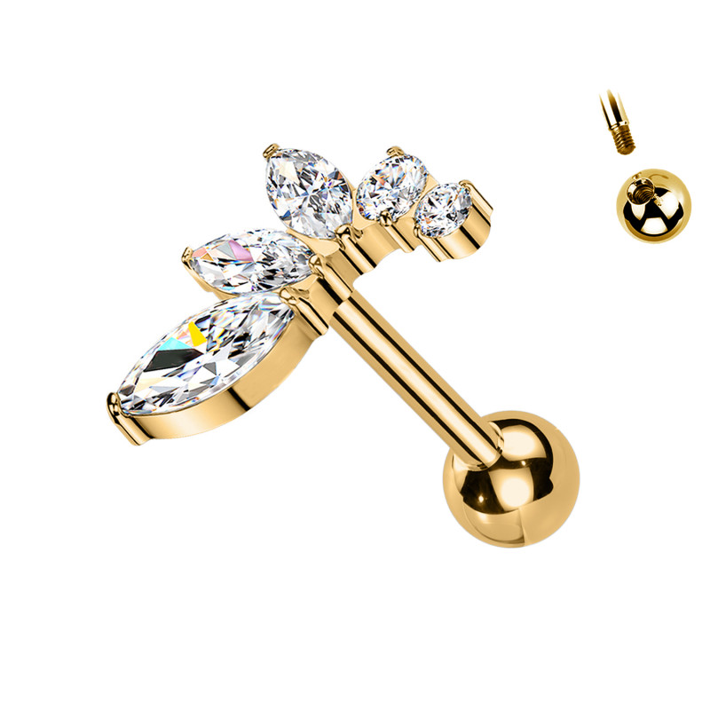 Piercing Labret con Cristalli a Forma di Libellula