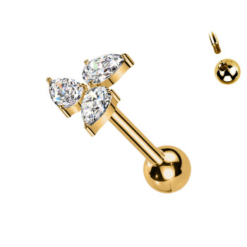 Piercing Labret con Cristalli a Forma di Goccia