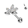 Labret Piercing with Flower Shaped Crystals