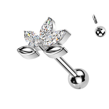 Piercing Labret con Cristalli a Forma di Fiore