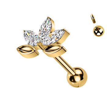 Piercing Labret con Cristalli a Forma di Fiore