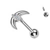 Piercing Labret con Cristallo a Forma di Mezzaluna