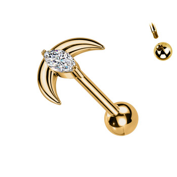 Piercing Labret con Cristallo a Forma di Mezzaluna
