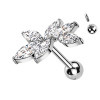 Labret Piercing with Flower Shaped Crystals
