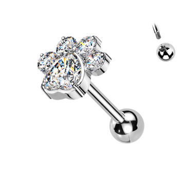 Piercing Labret con Cristalli a Forma di Zampa