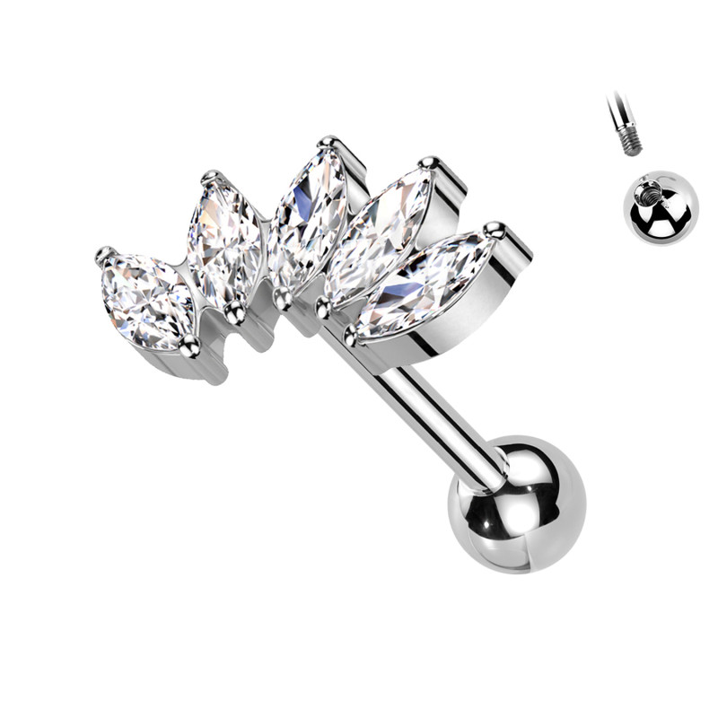 Piercing Labret con Cristalli a Forma di Goccia