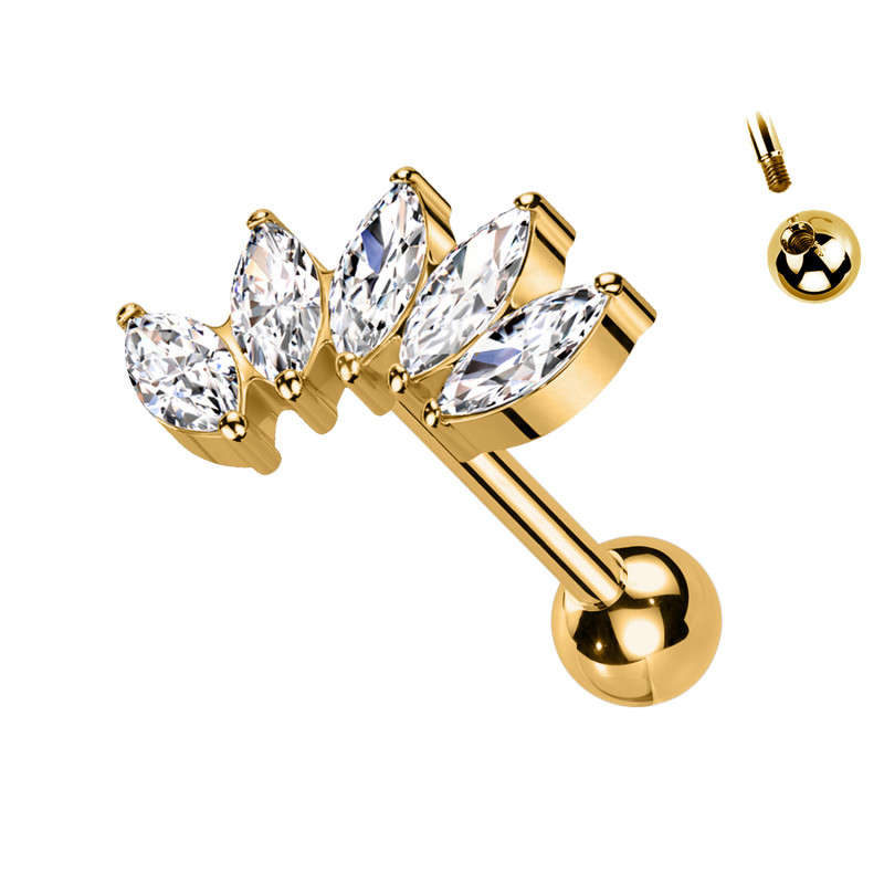 Piercing Labret con Cristalli a Forma di Goccia