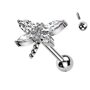 Piercing Labret con Cristalli a Forma di Libellula
