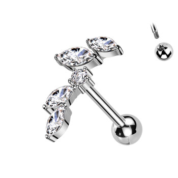 Piercing Labret con Cristalli a Forma di Goccia