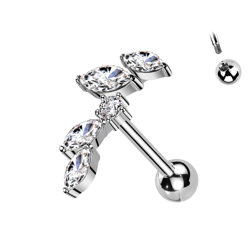 Piercing Labret con Cristalli a Forma di Goccia