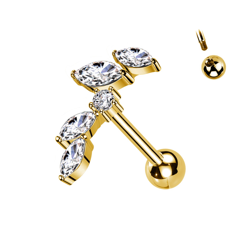 Piercing Labret con Cristalli a Forma di Goccia