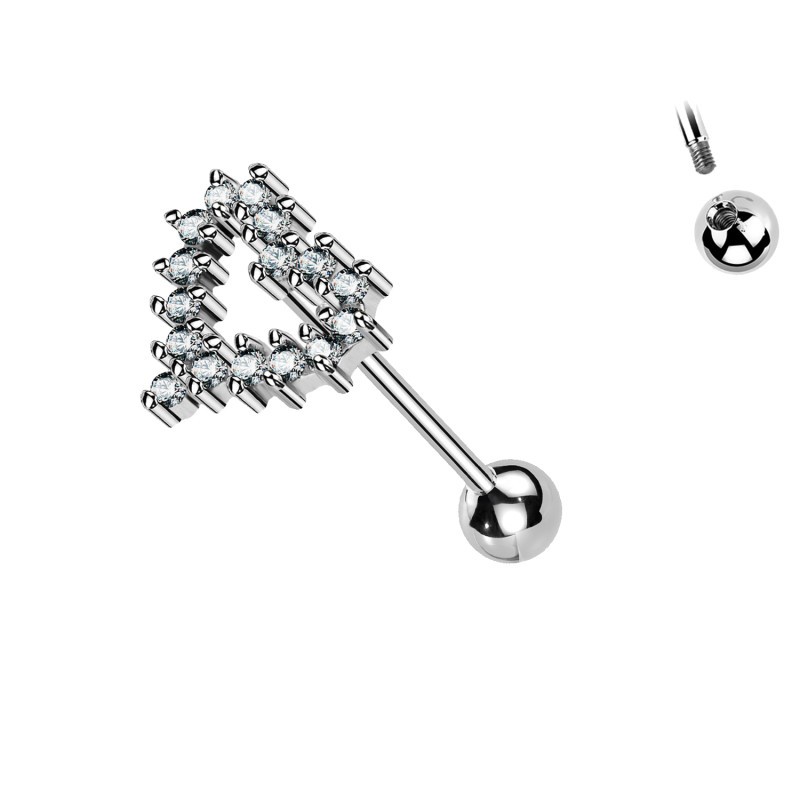 Piercing Labret con Cristalli a Forma di Triangolo