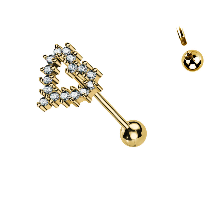 Piercing Labret con Cristalli a Forma di Triangolo