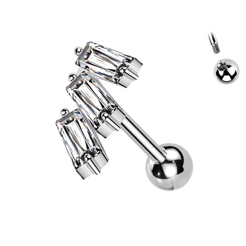 Piercing Labret con Cristalli a Forma di Ziggurat