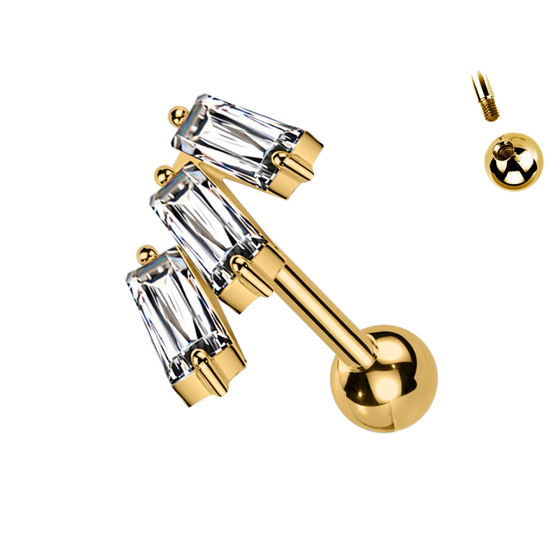 Piercing Labret con Cristalli a Forma di Ziggurat