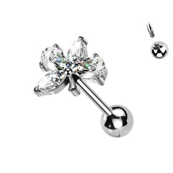 Piercing Labret con Cristalli a Forma di Foglia