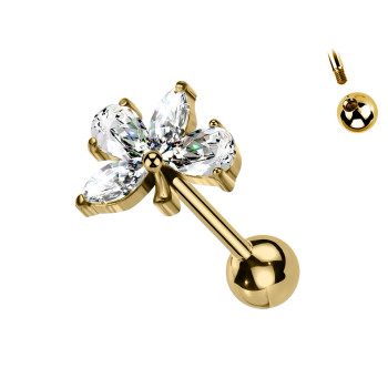 Piercing Labret con Cristalli a Forma di Foglia