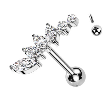 Piercing Labret con Cristalli a Forma di Goccia