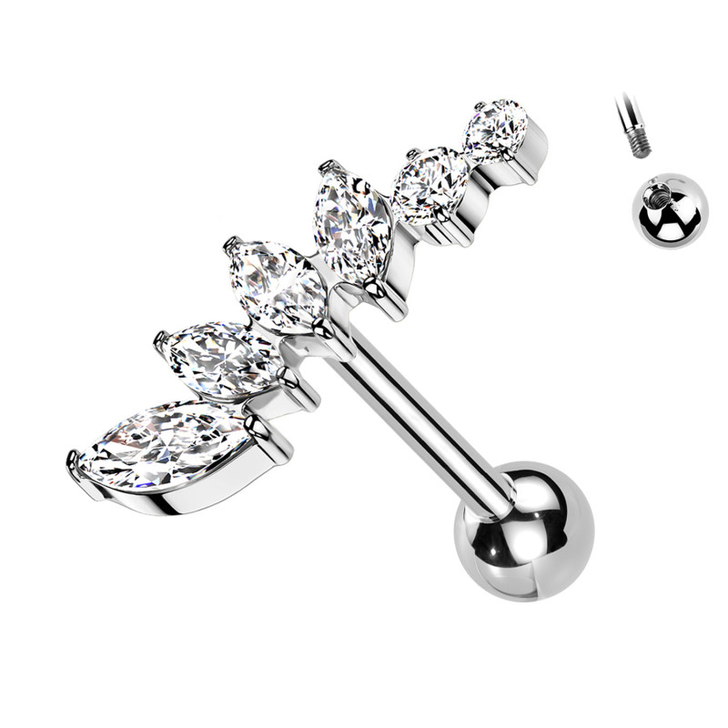 Piercing Labret con Cristalli a Forma di Goccia