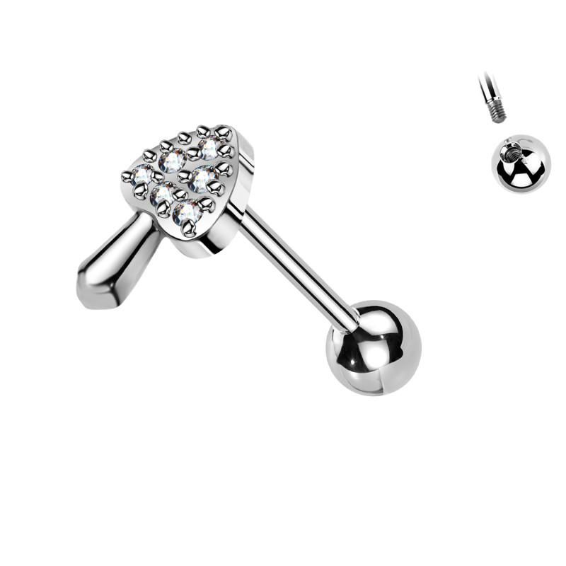 Piercing Labret con Cristalli a Forma di Fungo