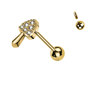 Piercing Labret con Cristalli a Forma di Fungo
