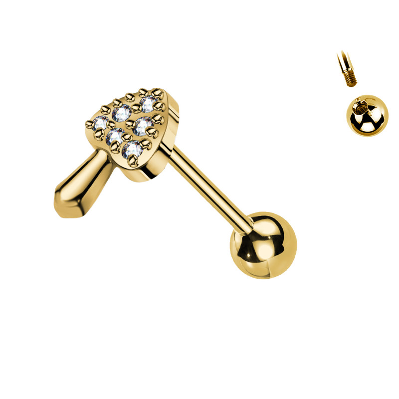 Piercing Labret con Cristalli a Forma di Fungo