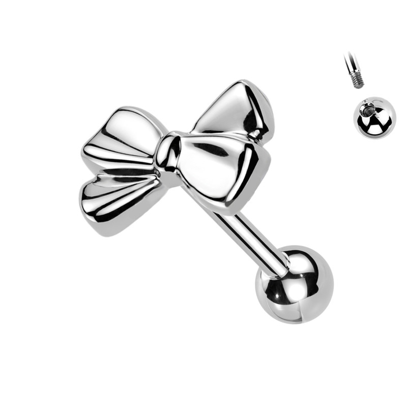 Piercing Labret con Cristallo a Forma di Fiocco