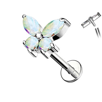 Piercing Labret con Farfalla Cristallo in Titanio