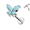 Labret Piercing with Crystal Butterfly in Titanium, Helix