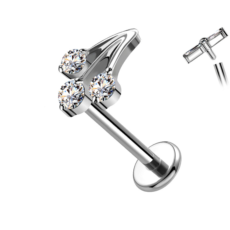 Piercing in Titanio con Doppia Curva Decorata da Cristalli