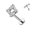 Piercing Labret in Titanio a Forma di Quadrato con Cristalli